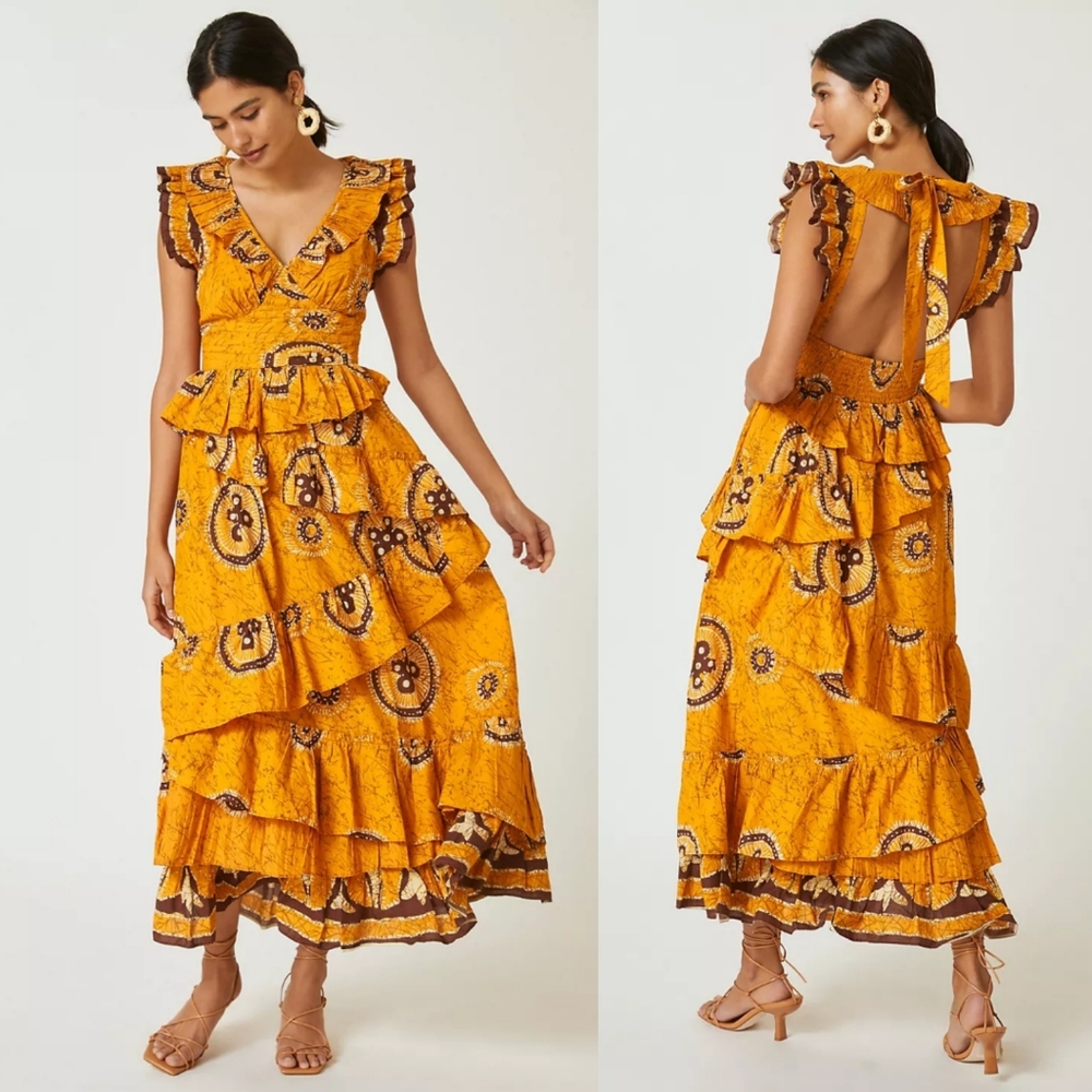 Anthropologie x Love The Label Adrienne Ruffled Boho Maxi Dress